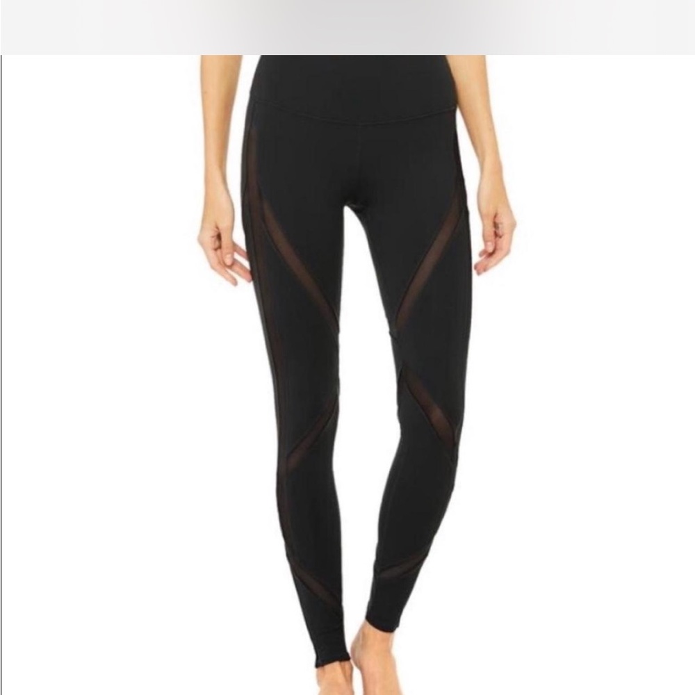 Alo Yoga Black High Rise Full Length Mesh Leggings
